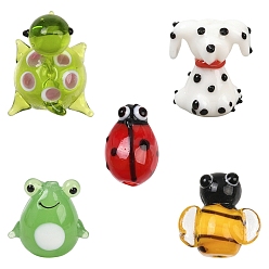 Mixed Color 5Pcs 5 Styles Handmade Lampwork Beads, Mixed Shapes, Mixed Color, 14~21x6.5~19mm, Hole: 1~2mm, 1pc/style 