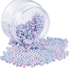 Pink Акриловые имитация жемчужные бусы, без отверстия , круглые, розовые, 5 мм, около 61 г / коробка