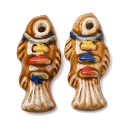 Camel Handmade Porcelain Big Pendants, Hand Painted, Famille Rose Porcelain, Fish Charms, Camel, 65x29x11mm, Hole: 4.5mm