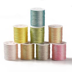 Gemischte Farbe 8 Rollen aus Polyester-Metallicfäden, 3-lagige Polyesterschnur zur Schmuckherstellung, Gemischte Farbe, 0.2 mm, ca. 54.68 Yards (50 m)/Rolle