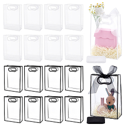 (52) Непрозрачная лаванда 16шт. 2цвета прозрачные складные пластиковые подарочные пакеты, прямоугольные, с 8м 2 цветами прозрачной органзовой лентой, широкая лента для украшения на свадьбе, разноцветные, мешок: 26x18x8 см, 8 шт / цвет