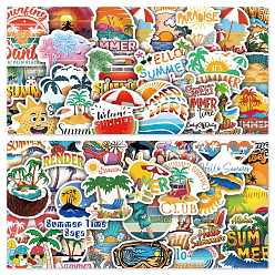 Others Waterproof PVC Adhesive Stickers, for Suitcase, Skateboard, Refrigerator, Helmet, Mobile Phone Shell, Summer Themed Pattern, 50~60mm, 50pcs/bag