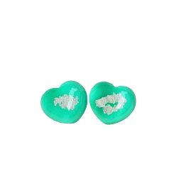 Весенне-зеленый Светящиеся бусины в форме сердца из смолы, светится в темноте, без отверстия , весенний зеленый, 25x20 мм