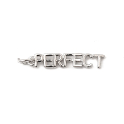 Платина Латунные подвески, слово идеальное, долговечный, без свинца и без кадмия, стойки покрытие, с целью перехода в кольце, платина, 22x4.5x1.5 мм, отверстие : 3 мм