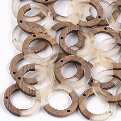 WhiteSmoke Resin & Walnut Wood Links connectors, Ring, WhiteSmoke, 28x3mm, Hole: 1.8mm