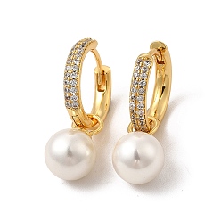 Настоящее золото 18K Серьги-кольца из латуни с микропаве из кубического циркония, серьги с подвесками для женщин, долговечный, без кадмия и без свинца, реальный 18 k позолоченный, 25 мм, штифты : 0.8 мм