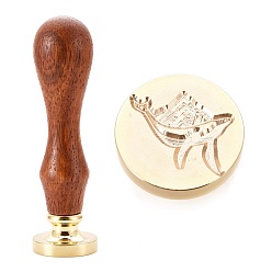 Whale Brass Wax Sealing Stamp, with Wood Handle for Post Decoration DIY Card Making, Whale Pattern, 89.5x25.5mm