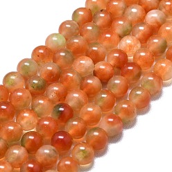 Темно-Оранжевый Натуральный Malaysia нефритовые бусы пряди, окрашенная и подогревом, круглые, темно-оранжевый, 6~6.5 мм, отверстие : 1 мм, около 60~62 шт / нитка, 14.96 дюйм (38 см)
