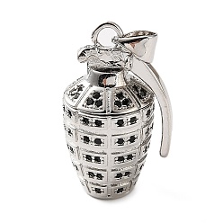 Платина Латунные микро проложить кубического циркония подвески, гранатовые чары, платина, 25.5x15.5x13 мм, отверстие : 4x3 мм