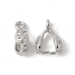 Платина Латунь микро проложить кубический цирконий, без свинца и без кадмия, долговечный, стойки покрытие, платина, 10.5x6.5x4 мм, отверстие : 1.4 мм