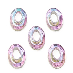 Plum Electroplate Glass Linking Rings, Crystal Cosmic Ring, Prism Ring, Faceted, Back Plated, Oval, Plum, 20x13x4mm, Inner Diameter: 9.5x5mm
