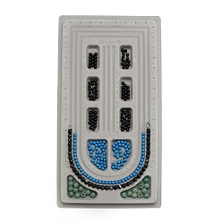 Gray Plastic Necklace Design Board with Flocking, Beads Trays, Rectangle, 10.63x19.29x0.79 inch, Gray