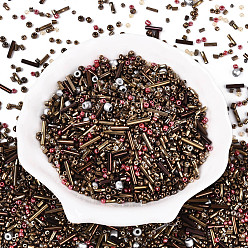 Верблюжий Гальванизируйте стеклянных шариков семени, для изготовления ювелирных изделий, разнообразные, верблюжие, 1.2~15x1.5~4.5 мм, отверстие : 0.8~1.8 мм, Около 8000 шт / фунт