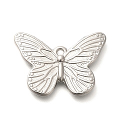 Нержавеющая Сталь Цвет Антикоррозийные 304 подвески из нержавеющей стали, очарование бабочки, цвет нержавеющей стали, 22x31x4.2 мм, отверстие : 2 мм