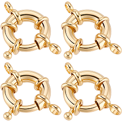 Настоящее золото 18K 12шт. латунные пружинные застежки, реальный 18 k позолоченный, 17x6 мм, отверстие : 3 мм