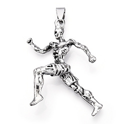 Античное Серебро Сплавочные подвески тибетского стиля, спортивные амулеты, античное серебро, 51x35x10 мм, отверстие : 8x4.5 мм