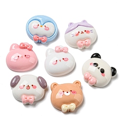 Mixed Shapes Непрозрачная смола декодирует кабошоны, для изготовления ювелирных изделий, пингвин/кролик/собака, разнообразные, 18~19x19~23x7~8 мм