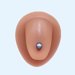 Стально-синий Кольца для языка из нержавеющей стали с эмалью в виде капли для женщин и мужчин, стальной синий, 16 мм, штифты : 1.6 мм