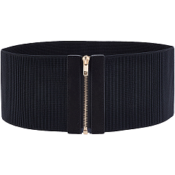 Noir Ceintures corset élastiques larges en cuir pu, ceinture à lacets, avec fermetures éclair en alliage, pour femme, les filles, noir, 27-3/4 pouce (70.5 cm)