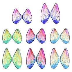 (52) Непрозрачная лаванда 4 наборы подвесок из эпоксидной смолы, крыло бабочки, с золотой фольгой и блестками, разноцветные, 37.5x17x2.5~3 мм, отверстие : 1.2 мм, 1 набор / цвет