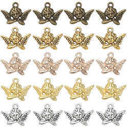 (52) Непрозрачная лаванда 100 шт 5 цвета подвески из сплава в тибетском стиле, ангельское очарование, разноцветные, 19.5~20x15x3 мм, отверстие : 1.8 мм, 20 шт / цвет