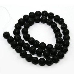 Lava Rock Synthetic Lava Rock Round Bead Strands, 8mm, Hole: 1mm, about 49pcs/strand, 15.5 inch