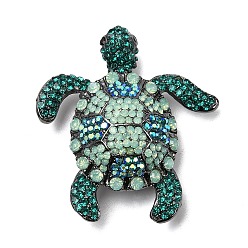 Turtle Значки на лацкан из сплава со стразами в морском стиле для рюкзака, одежды, одежды, черепаха, 47x43 мм