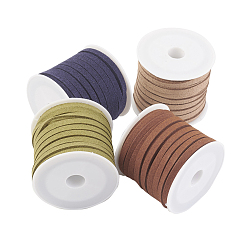 (52) Непрозрачная лаванда Шнуры из искусственной замши, искусственная замшевая кружева, разноцветные, 4x1.5 мм, около 5.46 ярдов (5 м) / рулон, 4 рулонов / набор