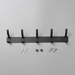 Черный Алюминиевые настенные крючки для одежды, дверной крючок, чёрные, 320x70.5x47 мм