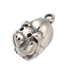 Античное Серебро Ретро 304 из нержавеющей стали подвески, свинья прелести, античное серебро, 16x8x8 мм, отверстие : 1.6 мм