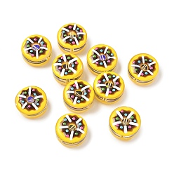 Золотистый Прозрачные стеклянные эмалевые бусины, бусины ручной работы, пончик, золотые, 15x9 мм, отверстие : 1.2 мм