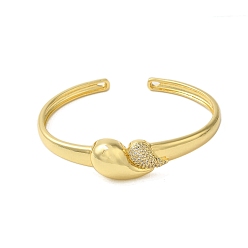 Настоящее золото 18K Браслеты-манжеты из прозрачного кубического циркония в форме капли, латунные браслеты с покрытием для женщин, без кадмия и без свинца, долговечный, реальный 18 k позолоченный, внутренний диаметр: 2-1/2 дюйм (6.35 см)