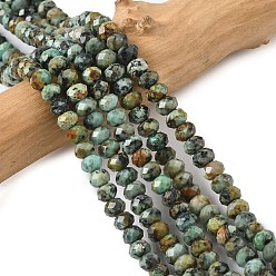 Африканский Бирюза(яшма) Бусы из натуральной африканской бирюзы (яшмы), граненые, рондель, 5.5~6.5x4.5 мм, отверстие : 1 мм, около 91~94 шт / нитка, 15.35'' (39 см) ~ 15.43'' (39.2 см)