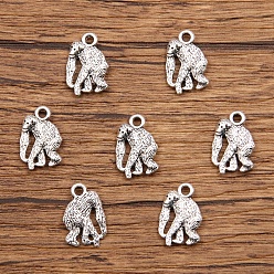 Обезьяна Сплавочные подвески тибетского стиля, античное серебро, обезьяна, 15x10 мм