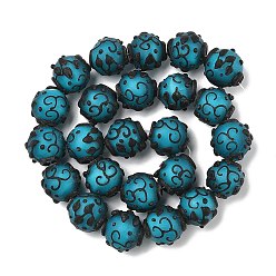 Темно-Голубой Бусины лэмпворк , круглая с цветком, глубокое синее небо, 436 мм, около 25 шт / нитка