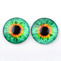 Средний Весенно-Зеленый Стеклянные кабошоны для поделок проектов, полукруглый / купол с рисунком глаза дракона, средний весенний зеленый, 10x3.5 мм