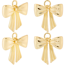 Настоящее золото 18K 10 латунные подвески шт., бантом прелести, без свинца и без кадмия, долговечный, с целью перехода в кольце, реальный 18 k позолоченный, 19.5x18.5x5 мм