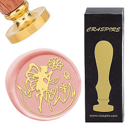 Цветок Латунные восковые печати с деревянной ручкой, для diy scrapbooking, цветок, 25 мм