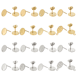 Золотой & Цвет Нержавеющей Стали 32 шт. 16 стильное ионное покрытие (ip) 304/201 выводы серьги-гвоздики из нержавеющей стали, с плоской пластиной, разнообразные, золотые и нержавеющая сталь цвет, 10~13.5 мм, отверстие : 1.2~1.8 мм, штифты : 0.8 мм, 2 шт / стиль