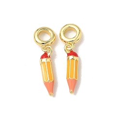 Золотой Латунный золотой эмалированный карандаш европейские подвески, Подвески с большими отверстиями, стойки покрытие, долговечный, без свинца и без кадмия, золотые, 23 мм, отверстие : 4 мм