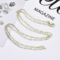 Light Gold Латунные скрепки, изготовление колье из вытянутой удлиненной кабельной цепочки, с карабин-лобстерами , золотой свет, 24.01 дюйм (61 см) в длину, ссылка: 5x2x0.7 mm, Перейти кольцо: 4x1 мм