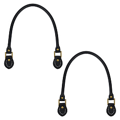 Черный 2 шт. ремни для сумок из искусственной кожи, Сплав с поиска, аксессуары для замены сумок, чёрные, 60x3.6x1.5 см, отверстие : 2.2 мм, 2 шт / комплект