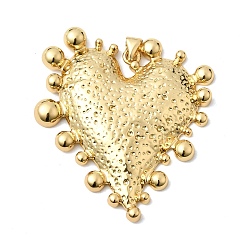 Настоящее золото 18K Латунные подвески, сердце прелести, долговечный, стойки покрытие, без свинца и без кадмия, реальный 18 k позолоченный, 45.5x39x4.5 мм, отверстие : 4x3.5 мм