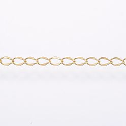 Golden Handmade Ion Plating(IP) 304 Stainless Steel Curb Chains, Soldered, with Spool, Oval, Golden, 4x2x1mm, about 65.61 Feet(20m)/roll