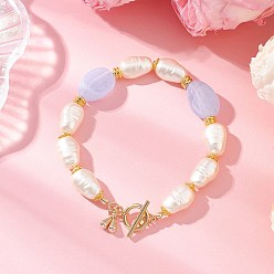 Синий Браслеты из акриловых бусин с имитацией драгоценных камней и искусственного жемчуга ABS для женщин, овальные, с латунным, синие, внутренний диаметр: 8-3/4 дюйм (22.1 см)