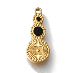 Золотой Ионное покрытие (ip) 304 подвески для ручной полировки из нержавеющей стали, с черной акриловой, Горлянка, золотые, 15x6x2 мм, отверстие : 1.2 мм