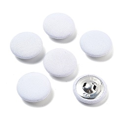 White Cloth Shank Buttons, with Zinc Alloy Findings, Flat Round, for Overcoat Garment Accessories, 1-Hole, White, 25x9mm, Hole: 2x3.5mm