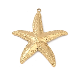 Морская звезда 304 подвески из нержавеющей стали, ионное покрытие (ip), очарование морского организма, реальный 18 k позолоченный, морская звезда, 40.5x37x4 мм, отверстие : 2 мм