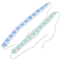Light Sky Blue DIY Crochet Bracelet Kits, including Polyester Yarn, Light Sky Blue, Package Size: 235x185x85mm