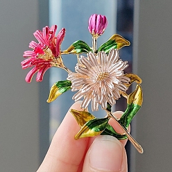 Светло-Вишневый Эмалевые булавки в виде ромашки, брошь из сплава для рюкзака, светло-вишневый, 65x45 мм